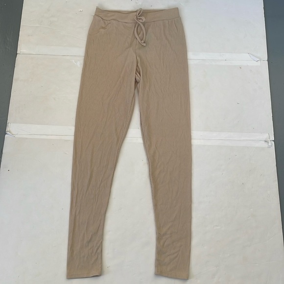 PrettyLittleThing Ribbed Tan Legging Pants with Elastic Waistband Size 6 - Picture 1 of 17